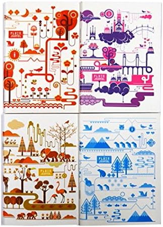 A6 Inspira Plain Journal, Notebook - Pack of 4 - Natura Fiesta Design, Each 80 Pages, Plain Paper