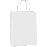 BagDream Paper Shopping Bags 10x5x13 100Pcs White Kraft Gift Bags with Handles Bulk, for Shopping, Merchandise, Retail, Party Favor, Gifts, Take-out, Recyclable Paper Sacks