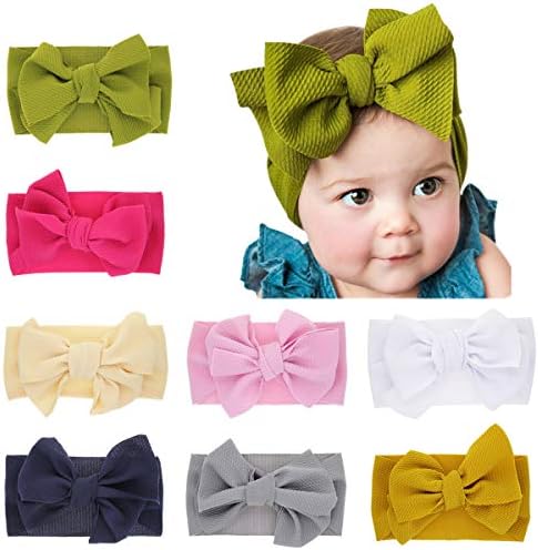 8 Pack Baby Girl Nylon Headbands Newborn Infant Toddler babies Hairbands and Big Bows Hair Accessories