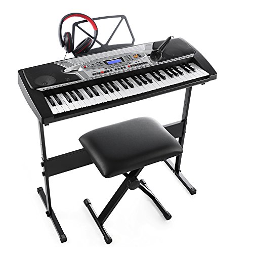 Joy LCD Screen 54-Key Portable Electronic Keyboard Starter Pack for Beginners with Microphone,Headphone,Stand,Stool,and Power Supply