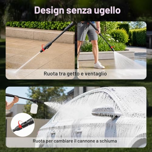 2000W Pressure Washer, Max 150 Bar Portable Pressure Washer with Foam Cannon and 10 m Tube, Electric Jet for Car, Terrace, Driveway, Fence, Floor Cleaning, Red