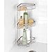 mDesign Free Standing Bathroom or Shower Corner Storage Shelves for Towels, Soap, Shampoo, Lotion, Accessories - 3 Tier, Satin