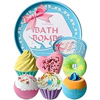 Aofmee Bath Bombs Gift Set, Handmade Lush Bubble and Floating Fizzies Spa Kit, Shea and Cocoa Dry Skin Moisturize, Birthday Valentines Mothers Day Anniversary Christmas Gifts for Women, Mom, Her, Kids