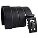 JINIU Men's Leather Belt Automatic Buckle 35mm Ratchet Dress Black Belts Boxed FG2