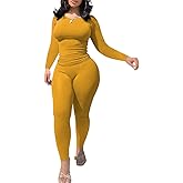 HTD Two Piece Outfits for Women Casual Long Sleeve Bodycon Jogging Suits