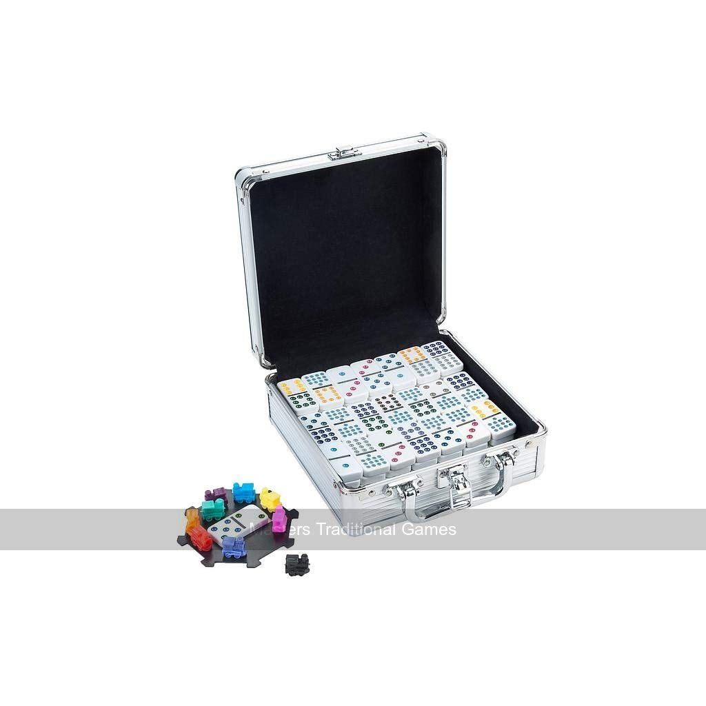 Hot Sports Mexican Train Double Twelve Dominoes in Aluminium Case