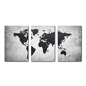 signwin 3 Piece Canvas Wall Art World Map...