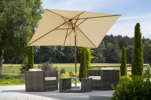 Schneider Sonnenschirm Malaga, natur, 300 x 200 cm rechteckig, 615-02, Gestell Alu/Stahl, Bespannung Polyester, 6.9 kg – Bild 3