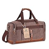 BLUBOON Overnight Bag Canvas Genuine Leather 18.9