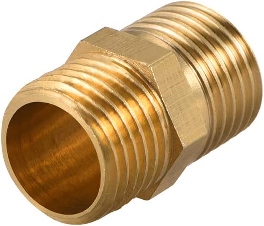 sourcing map Brass Male to Male Straight Pipe Hex Fitting G1/4 x G1/4 Male Thread Connector 4pcs, Gold, G1/4, 4pcs - Image 5