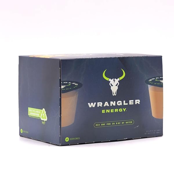 WRANGLER ENERGY BY JAVA HOUSE – SINGLE SERVE LIQUID ENERGY DRINK CONCENTRATE PODS – PEEL AND POUR – LIGHTLY SWEET TANGY ENERGY – PACK OF 12
