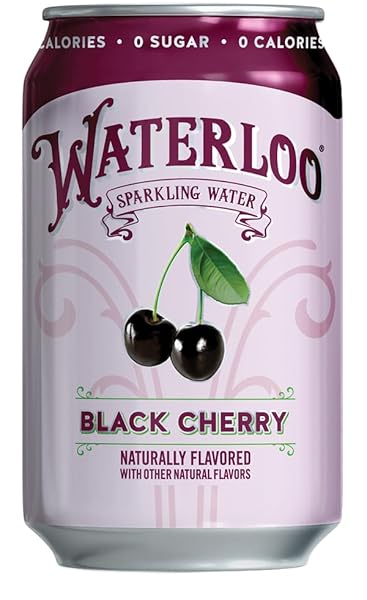 WATERLOO SPARKLING WATER, BLACK CHERRY NATURALLY FLAVORED, 12 FL OZ CANS, PACK OF 12 | ZERO CALORIES | ZERO SUGAR OR ARTIFICIAL SWEETENERS | ZERO SODIUM