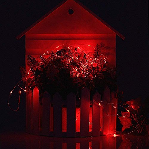 Independence Day Battery Operated Fairy String Lights, 5M/16.4Ft 50LEDs Dimmable Fairy Lights for Indoor Outdoor Home Christmas Tree Wreath Decoration,red