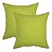 YOUR SMILE Pure Square Decorative Throw Pillows Case Cushion Covers Shell Cotton Linen Blend 18 X 18 Inches, Pack of 2 (Green)