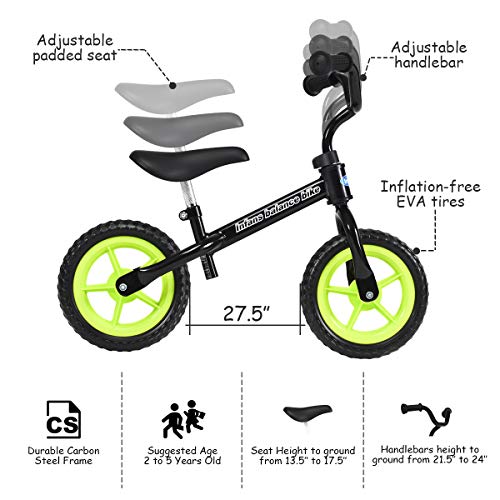 INFANS Lightweight Balance Bike, Kids Training Bicycle with Height