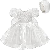 Baby Girls Pageant Dress Embroidered Lace Toddler Flower Dress Wedding Birthday Party Christening Baptism Gown with Bowknot