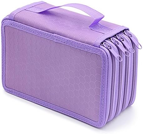 Pencil Case,ANTIKE 72 Holes Inserting Super Large Capacity Multi-layer Students Pen Bag Pencil Organizer Stationary Holder Bag (4 Layers, Purple)