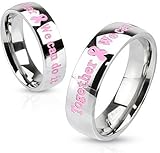 Pink Ribbon Ring with 'Together.. We Can Do It' Inscription