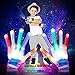 Led Skeleton Gloves for Kids, Light Up LED Flashing Skeleton Hand Gloves 12 Color Changing Flashing Shows Halloween Decoration Costume Party Concert Clubbing, Best Gift for Kids Boys &Girls, for Novelty, 1 Pair, White