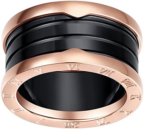 Plazar Women's Stainless Steel Wedding Ring Gift for Her (Roman Numeral Ring Style B, 7)