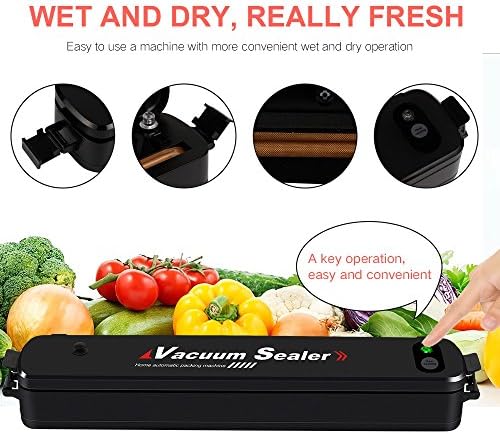 Vacuum Sealer Automatic Vacuum Sealing System, Vacuum Sealing Machine for Food Preservation and Storage including Starter Kit and 15 Sealer Bags for Free,Compact Vacuum Sealer