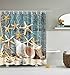 ABxinyoule Beach Shower Curtain Seashell Beach Theme Starfish Shell Waterproof Fabric Bathroom