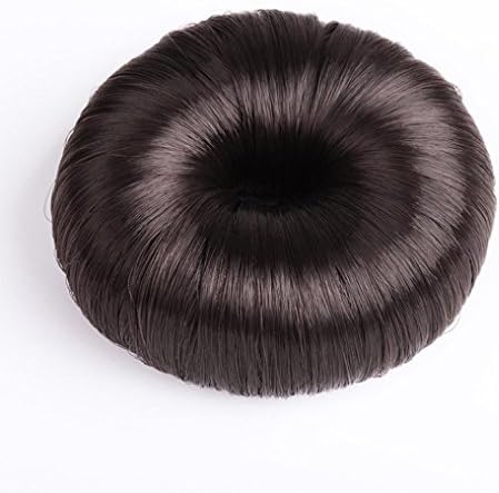 Rongron Women Synthetic Fiber Hair Bun Donuts Ring Blonde Hair Extension Wig (Dark Brown)