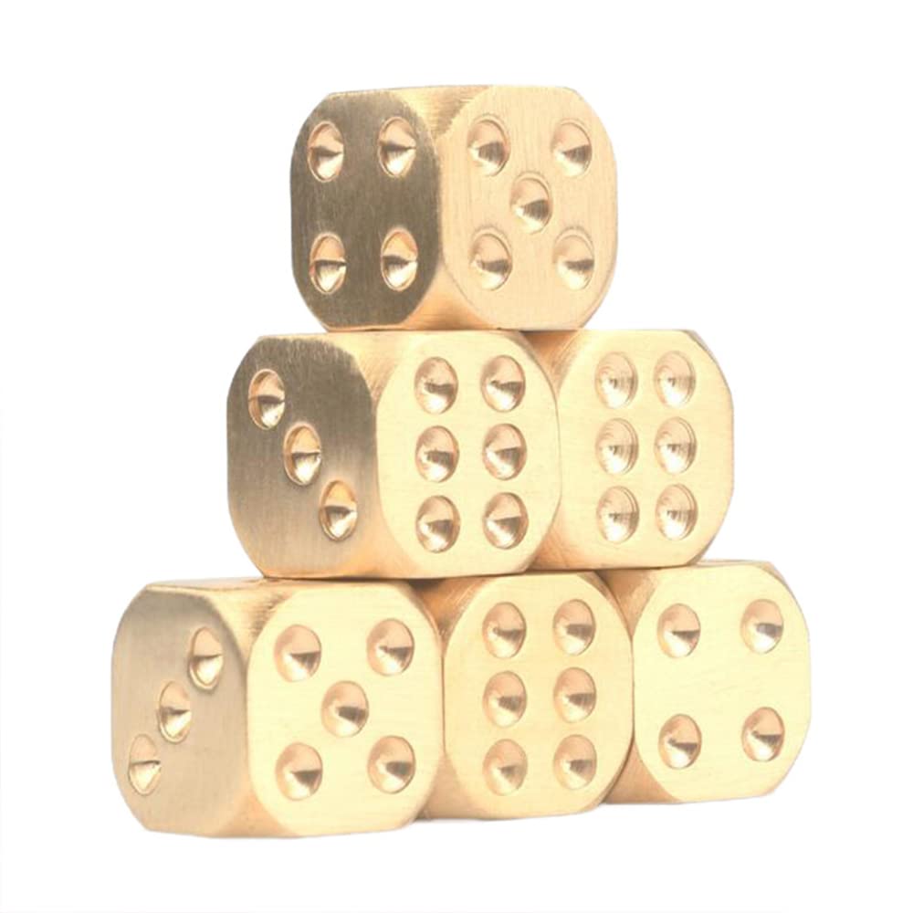 CENPEK 6 Pack Brass Dices Set, Manual Polishing Solid Brass Entertainment Accessories