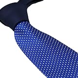 Coachella Ties Solid Color Knot Contrast Small Polka Dot Necktie Formal Tie 8.5cm (Navy/Royal Blue)