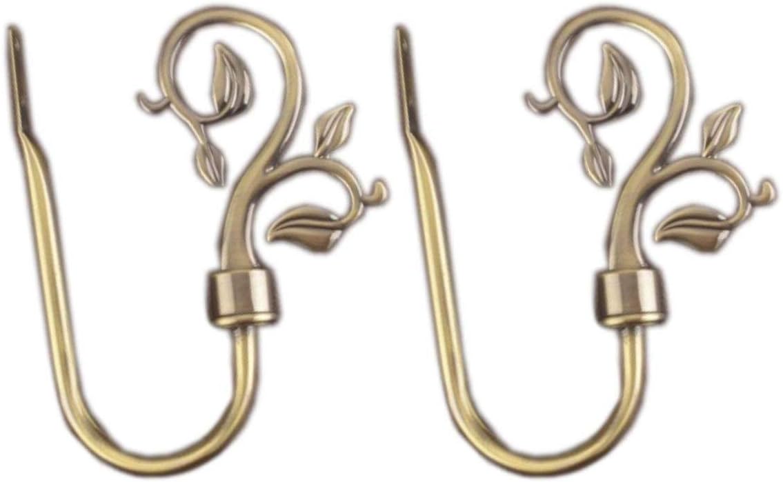 YING CHIC YYC 1Pair Urn Bronze Leaf Holdback Drapery Simple Curtain Wall Hook Window Decoration (Style 3)