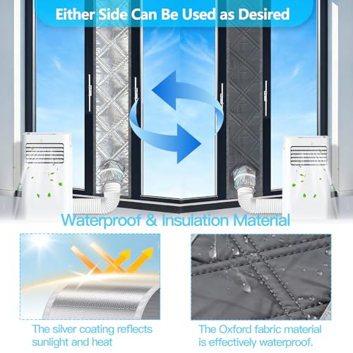 Aozzy 250 cm Sliding Door Seal for Mobile Air Conditioner, 3 Thickened Layers Aluminium, Cotton and Oxford, 100% Waterproof, Thermal Insulation, No Cold Air Leak for Sliding Glass Door/Window