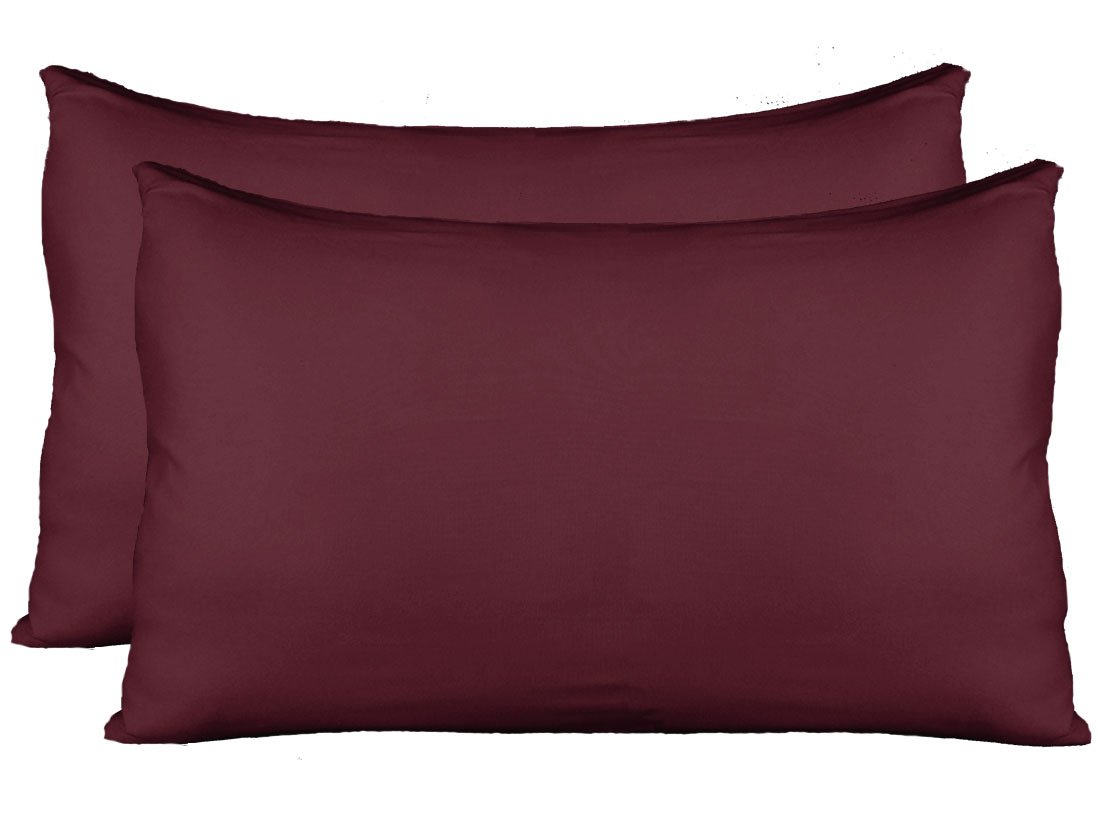 Photo 1 of Extra Soft Jersey Knit Pillow Cases, Standard Size with Hidden Zipper, Soft Than Cotton, Pack of 2, Wine