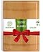 Natural Extra Large Bamboo Cutting Board with Drip Groove & Hand Grips, Healthy Organic Single Piece - Glue Free Chopping Board. XL 18X12 - Best Cutting Board for Kitchen. A Perfect Serving Tray.
