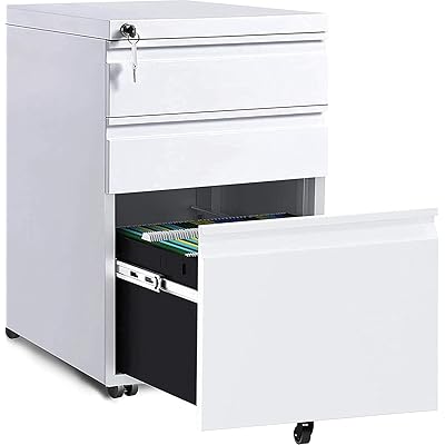Buy Autsca Lockable Vertical File Cabinet 3 Drawer Office File Cabinet For Under Desk Mobile File Cabinet Metal Filing Cabinet With Lock For Letter Legal A4 File Fully Assembled Except Casters Online