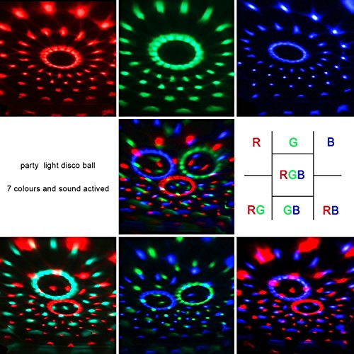 COIDEA Disco Ball Light, Sound Activated Party Strobe Light, DJ Rave Lights with Remote, LED Stage Lights for Karaoke Birthday Christmas Halloween Decorations Indoor