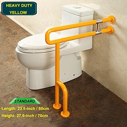 JCWANGDEFU Bathroom Grab Bar Handrails Hand Grips Safety Handle Assist Frame Railings Rail Support for Toilet Bathtub Shower, Heavy Duty, 304 Stainless Steel, Anti-slip Nylon, Yellow, 23.6" (60cm)
