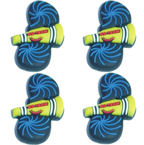 Four (4) of Go Team Cheerleader Megaphone Blue Pompom Shoe Rubber Charms for Wristbands and Shoes