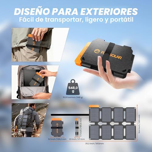 FlexSolar 25W Pocket Folding Solar Panel, Portable Solar Charger with E Film and USB-A and USB-C for Power Stations, Smartphones, Tablets, Power Banks, Camping and Emergencies
