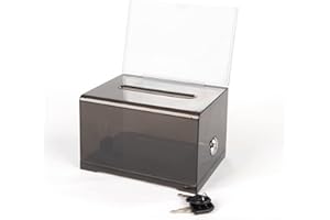 HENGSENLI Voting Box Donation Box with Lock and Bracket - Secure Suggestion Box, Perfect for Business Cards (6.2 "x 4.1" x2.4 x4) (1 Piece Black)
