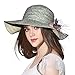 Womens Reversible Straw Sun Hat Summer Outdoor Wide Brim Floppy Foldable Beach Cap Grey