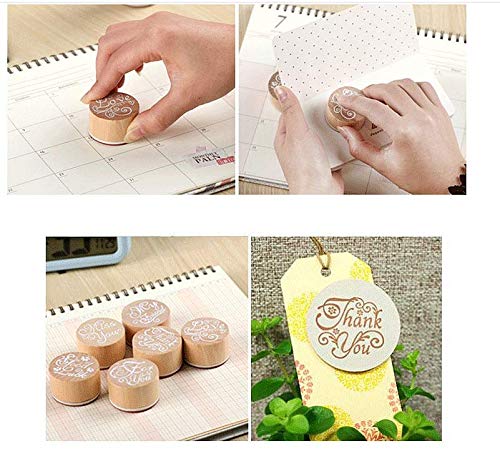 PHAETON 18PCS Floral Pattern Stamp, Lace Wooden Rubber Stamp for DIY Craft Card and Scrapbooking