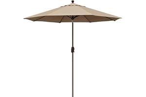 EliteShade USA 10-Year-Non-Fading 9Ft Market Umbrella Patio Umbrella Outdoor Table Umbrella with Ventilation, Heather Beige