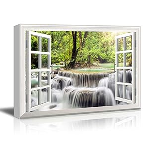 Creative Window View Waterfall in Thailand