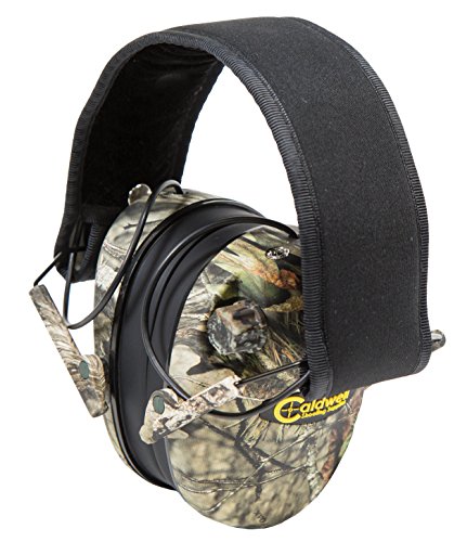 Caldwell E-Max Low Profile Electronic 23 NRR Hearing Protection with Sound Amplification and Adjustable Earmuffs for Shooting, Hunting and Range, Mossy Oak