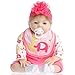 SanyDoll Reborn Baby Doll Vinyl Newborn Baby 22inch 55cm Lovely Lifelike Cute Baby Boy Toy Peach red Set Doll