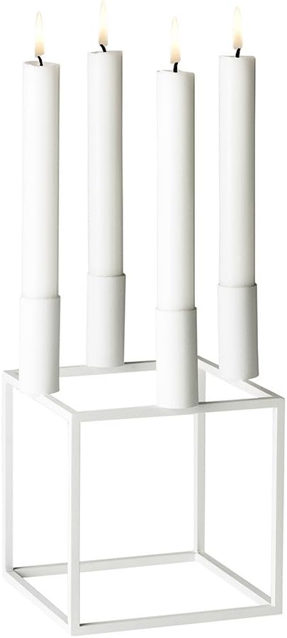 by Lassen, 10104, Kubus 4, Cube, Candleholder, Steel (White)
