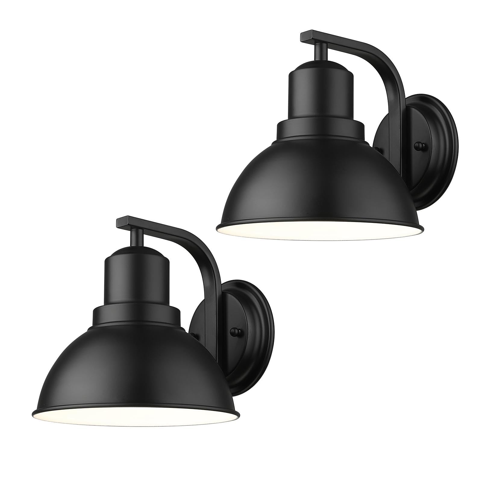 Photo 1 of zeyu 8.4'' Barn Sconce Wall Lighting, 2 Pack Industrial Wall Lights for Bedroom Dining Room, Metal Dome Shade in Black Finish, ZY24-1W-2PK BK