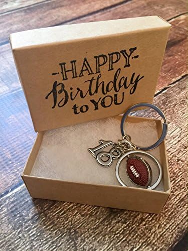 Football 18th Birthday Keepsake Gift Football Key Chain with Gift Packaging for Boy or Girl