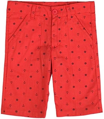 P&amp;P Baby Boy Short Spring Pants - Classic Anchor And Life Saver Coral Shorts, 7 Years
