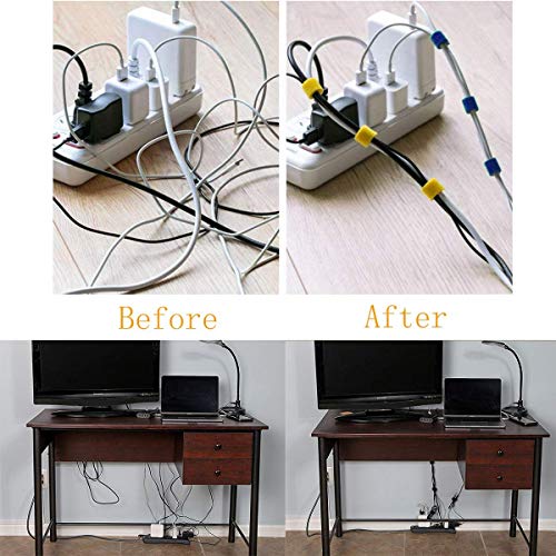 100 PCS Reusable Cable Management Ties, Black Fastening Cable Ties,Microfiber Cloth Hook Loop Cord Ties,Wire Organizer Cord Rope Holder 7.9 Inch